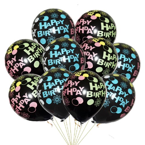Black Theme Happy Birthday Foil Balloons Bunting Banner Party Decoration UK - Picture 22 of 47