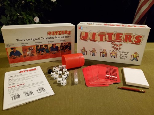 Vintage MB Jitters Word Dice Game 1986 Scrabble Style Family Game Complete - Picture 2 of 6