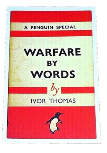 PENGUIN BOOK COVER POSTCARD ~ 'WARFARE BY WORDS' - IVOR THOMAS - NEW - Picture 1 of 2