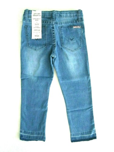 Hudson Kids Girls 5 Washed Blue Jesse Crop Hi-Lo Straight Leg Distressed Jeans - Picture 4 of 4
