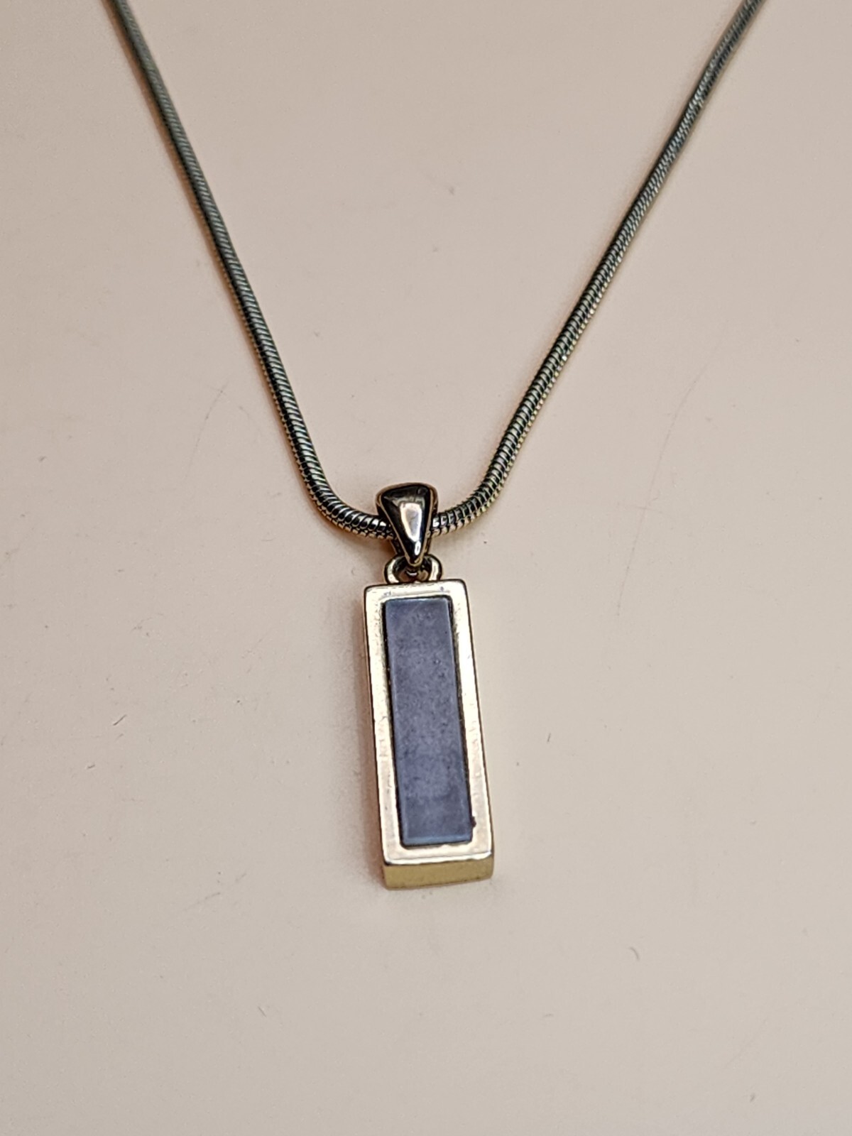 Rectangular Bezel Set Stone Pendant Gold Plate Sn… - image 3