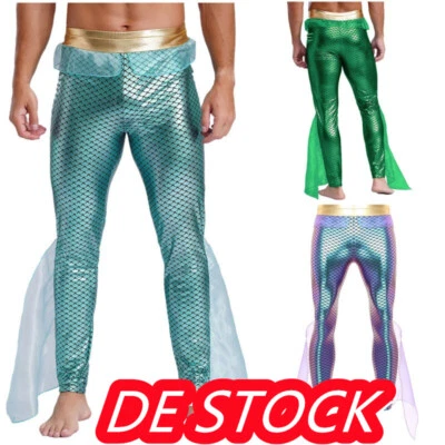 Herren~König Der Meere Kostüm Unterwasserwelt Faschingskostüme Fischschuppe Hose - Bild 1 von 4