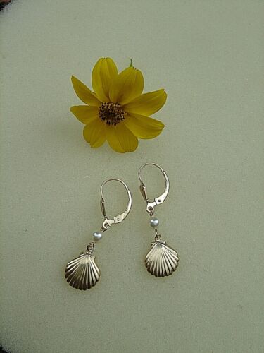 Ohrringe in Gold Filled Muschel und Perle, wundervoll sommerlich! - Bild 3 von 8