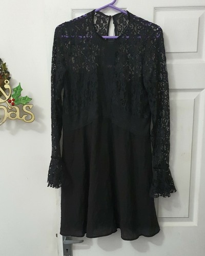 Schöne Damen-Damen-Spitzenkleid schwarz Going Out UK Größe M von Zara UVP £39 - Bild 3 von 12