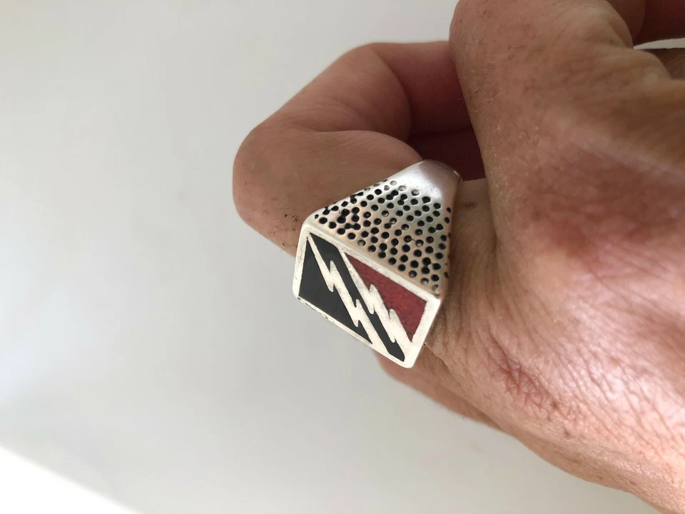 Anillo vintage de coral suroeste para hombre con incrustación de plata blanco bronce talla 6 Foto 3 de 4