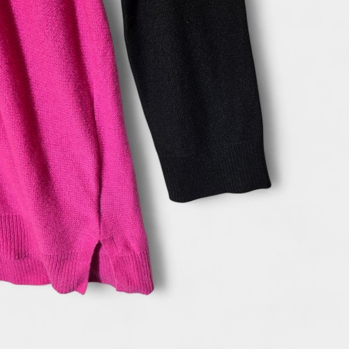 Ralph Lauren 100% Cashmere Color Block Sweater Pink Black Cowl Neck 2X NWT - Picture 5 of 10