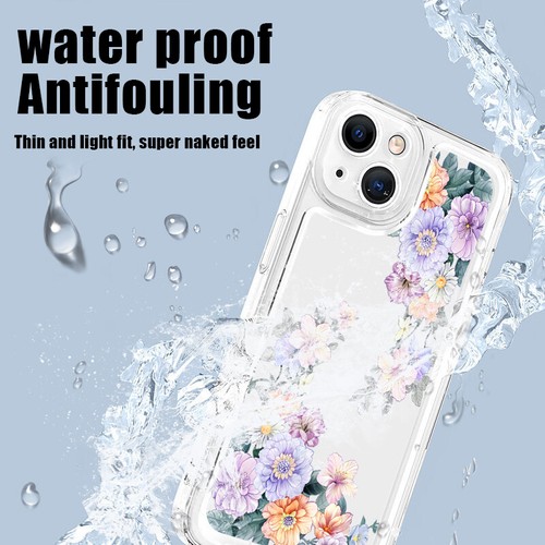 For iPhone 16 15 Pro Max 14 13 12 11 XR XS Slim Clear Silicone Flower Case Cover - Picture 8 of 28
