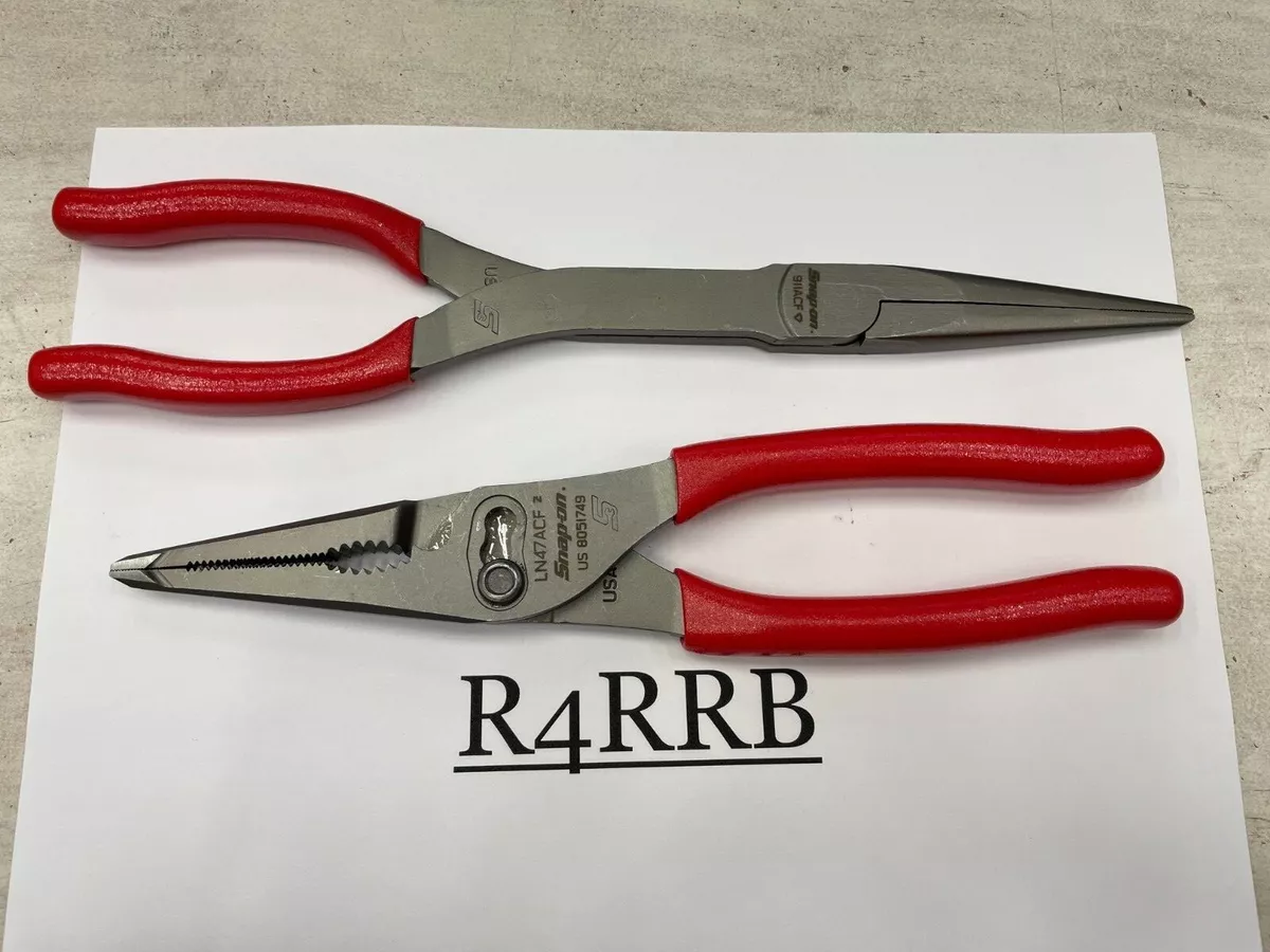 Snap on Tools NEW 2pc RED Soft Grip LONG Needle Nose Pliers Lot 911ACF LN47ACF