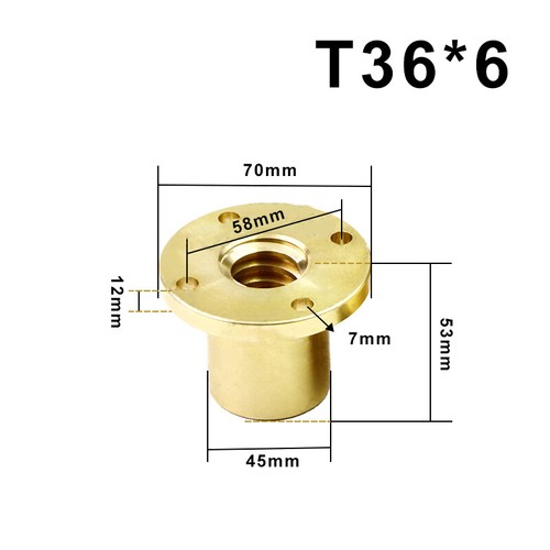 Messing Trapezgewinde Mutter Flanschmuttern T8/T10/T12/T14/T16-T40 Pitch 1-14mm - Bild 32 von 35