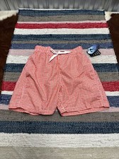 Kanu Surf Men's Monaco Swim Trunks - Elastic Tie - UPF 50 - Red Gingham Small