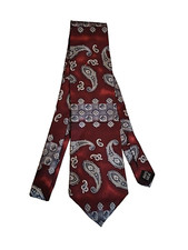 Oscar De La Renta Men's Tie 100% Silk Red/gray Paisley Made In USA 56" x 4"