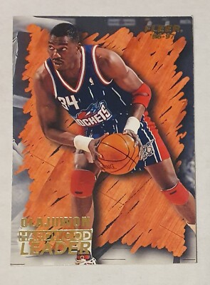 Hakeem Olajuwon Houston Rockets 1996-97 Fleer NBA Hardwood Leader Card  129