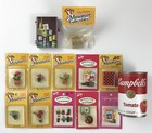 Lot 11 Vintage Dollhouse Miniatures Minis Plants Knitting Food Cash Register Etc