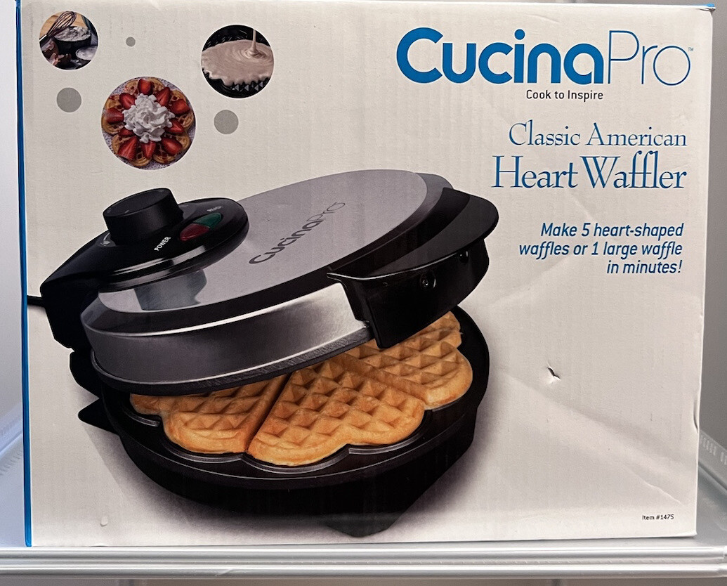 CucinaPro Heart Waffle Maker Makes 5 HeartShaped Waffles NonStick