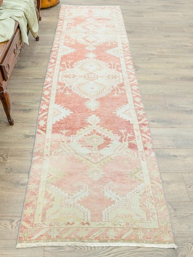 Vintage Turkish Oushak Runner 2.6x9.10 ft – Terracotta Sage – Rustic Entry Decor - Picture 4 of 14