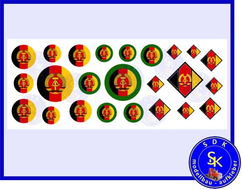 SDK-MODELLBAU-AUFKLEBER NVA Grenztruppe Luftwaffe DDR Aufkleber Decals IFA W50 LKW Panzer - 1:12