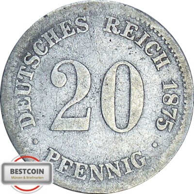 J 5  20 Pfennig Kaiserreich 1875 F in S+    1161594