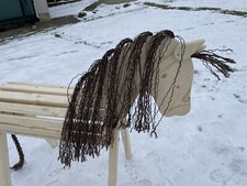 Voltigierpferd, Holzpferd, Holzpony, Spielpferd, bew. Ohren, dunkelbraune Mähne