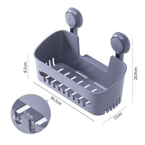Vacuum Caddy Shower Basket No-Drilling Removable Bathroom Wall Shelf Basket - Picture 29 of 43