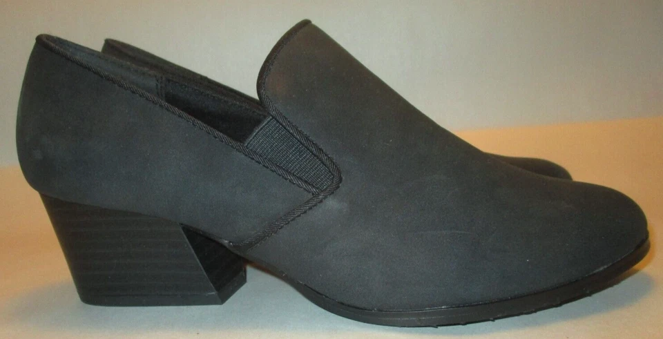 Zapatos de salón cómodos con cojín de tacón grueso de 2" de gamuza sintética negra estilo suave para mujer 7 1/2 Foto 2 de 4