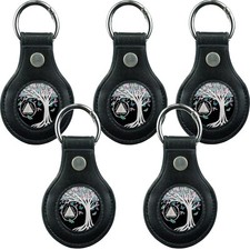 5pcs Leather Coin Holder Keychain for AA Sobriety Coins Portable Keychains Set