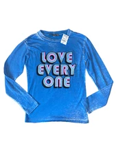 U Go Girl blue long sleeve girls Love Everyone crew neck top 10 NWT