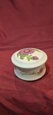 Lefton Trinket Box For September Purple Flower Japan KW642 Hand Painted EUC