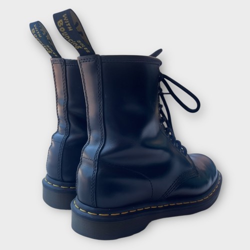 Stivali Dr. Doc Martens donna 8 pelle nera AirWair #1460 Combat Grunge Docs - Foto 8 di 16