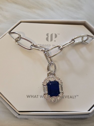 Bomb Party Necklace "Golden Hour Bliss" NK59516 Twilight Sapphire/Rhodium Plated