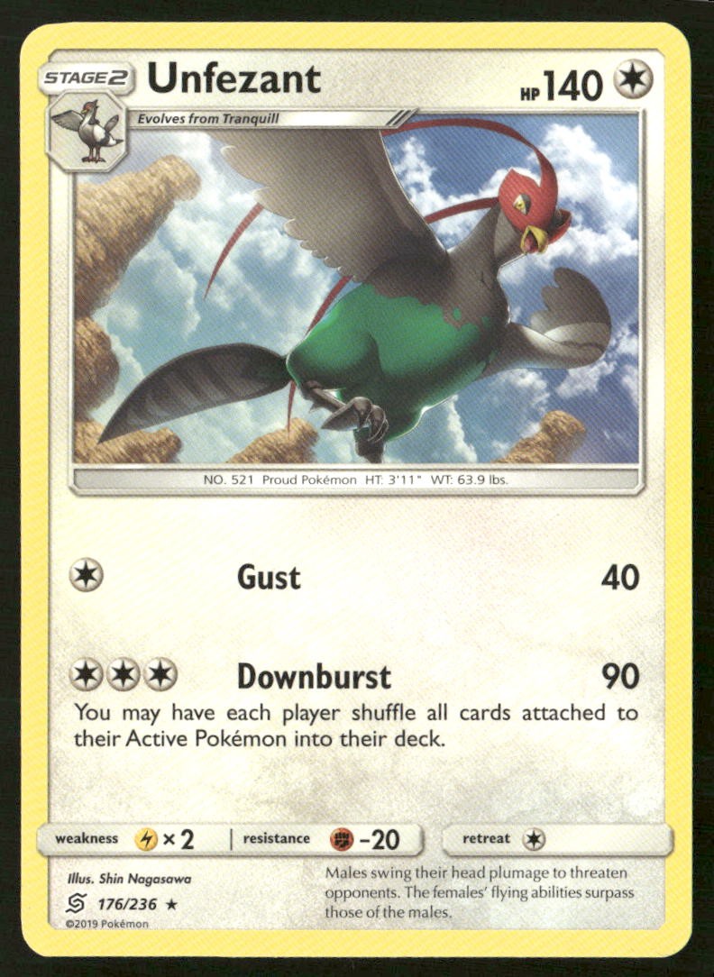 Unfezant Unified Minds 176/236 Rare Pokemon Near Mint