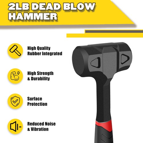 2LB Dead Blow Hammer-Heavy Duty -Piece Forged Carbon Steel Construction, Rubb... - Picture 4 of 8
