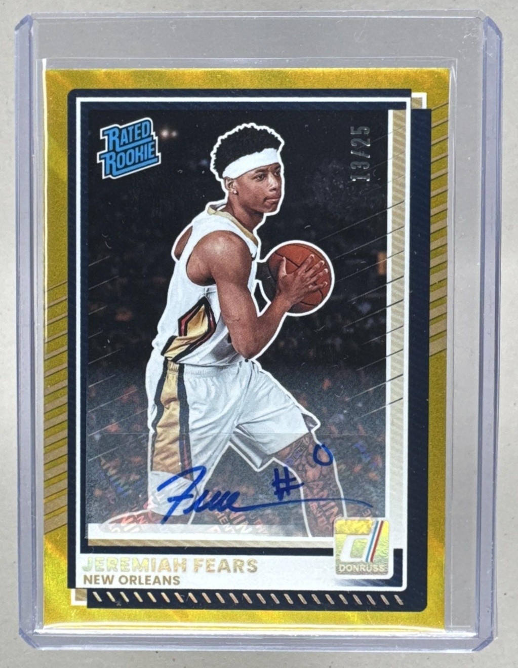Jeremiah Fears 2025 Panini Donruss #3 Yellow Lava RC Rated Rookie Auto 13/25