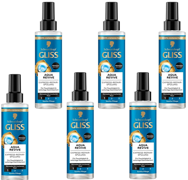 6X Schwarzkopf Gliss Express-Repair-SpüLung Aqua Revive HaarspüLung, 200Ml-image