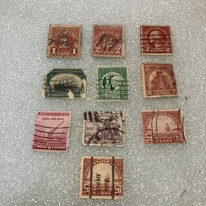 10 USED/Cancelled Commemorative 1c-20c USA Stamps; 1900-1965 mixed Lot. $1 Ships