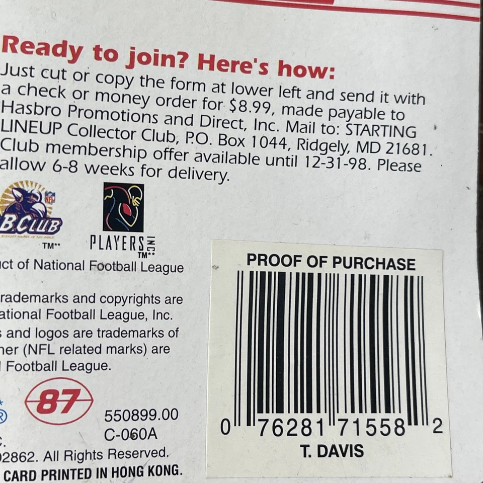 Figura Terrell Davis Denver Broncos 1998 alineación inicial NFL fútbol americano Foto 3 de 4