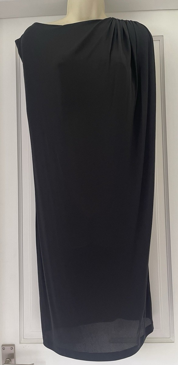 COS Women’s Black Sleeveless Dress UK Size XS Grecian Style Draping Detail VGC View 3
