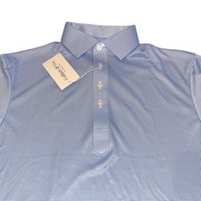 NWT Collars  Co Polo Shirt Small Dress Collar Performance Lt Blue Houndstooth