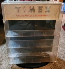 VTG 1970s Timex Countertop Watch Display Case Unbreakable Mainspring