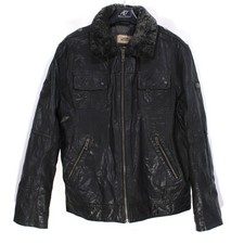 CAMEL ACTIVE Mens Leather Jacket Size L 50 Bl...