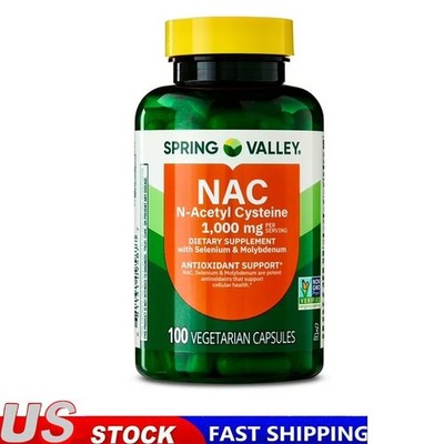 NAC Dietary Supplement Vegetarian Capsules for Antioxidant Support 1000mg 100 Ct