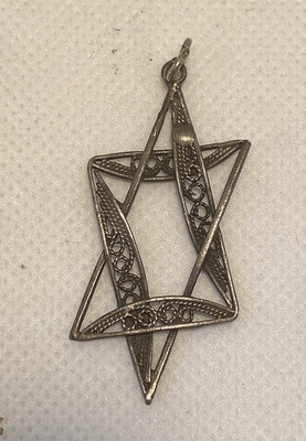   MEN'S STAR OF DAVID SILVER FILIGREE PENDANT-FREE SHIPPING--1ST BID CAN WIN!