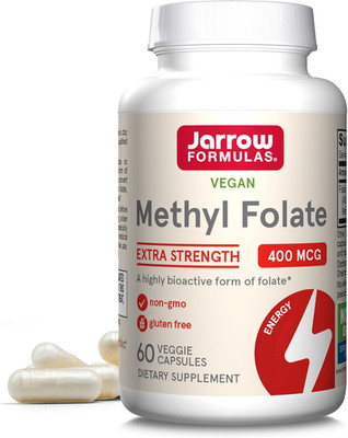 Jarrow Formulas Extra Strength Methyl Folate 400 Mcg, Dietary Supplement for Car