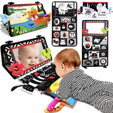 Autumety Tummy Time Mirror Newborn Toys: 18.3"L x 10.4"W, Black and White