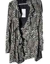 Brand New Zara Zebra Animal Print Ruffle Wrap Womens Dress Sz M