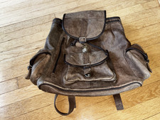 Vintage Leather Backpack Brown Rucksack Mens Medium Pebbled Cowhide Bag