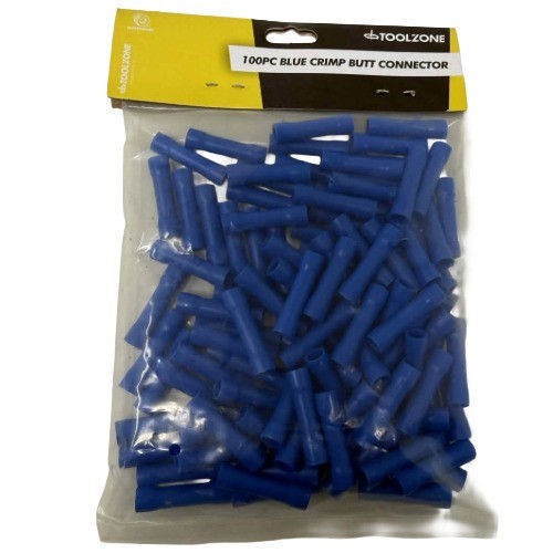 ToolZone 100pc INS Blue Crimp Butt Connectors