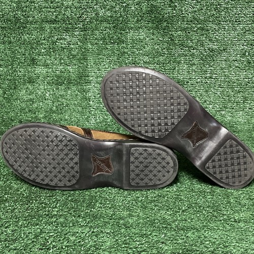 Womens 9 Born Eliza Mary Jane Wingtip Flats Black Leather Brown Suede Buckle - Picture 9 of 10