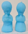 Vintage Fenton Blue Praying Boy & Girl Glass Figurines