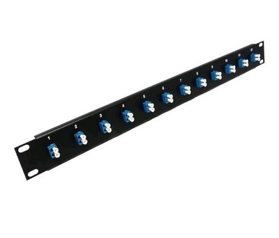 12 Port LC Fiber Patch Panel 1U 19  Multimode 10G 40G Aqua Couplers
