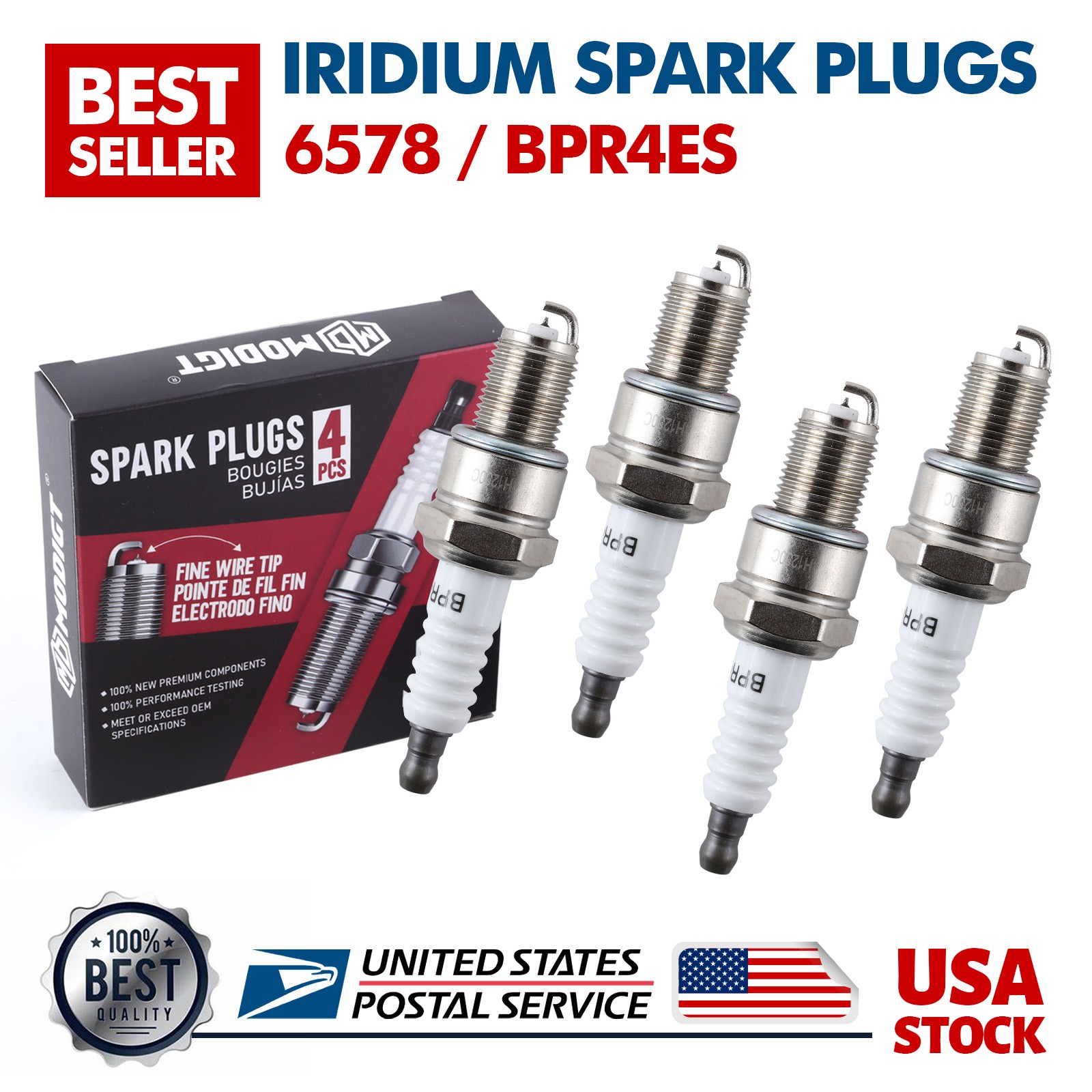 Premium 4 Pcs OEM Replacement For NGK 6578 BPR4ES Iridium Spark Plug NEW